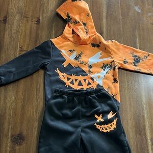 SHEIN Halloween Hoodie and Pants Set - Orange and Black